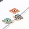 Picture of Zinc Based Alloy Connectors Round Gold Plated Evil Eye Enamel 19mm x 13mm, 10 PCs