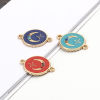 Picture of Zinc Based Alloy Galaxy Connectors Round Gold Plated Star Enamel Multicolor Rhinestone 22mm x 16mm, 10 PCs