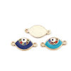 Picture of Zinc Based Alloy Religious Connectors Marquise Gold Plated Enamel Multicolor Rhinestone 21mm x 10mm, 10 PCs