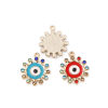 Picture of Zinc Based Alloy Religious Charms Sun Gold Plated Evil Eye Enamel Multicolor Rhinestone 19mm x 17mm, 10 PCs
