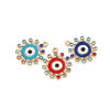 Picture of Zinc Based Alloy Religious Charms Sun Gold Plated Evil Eye Enamel Multicolor Rhinestone 19mm x 17mm, 10 PCs