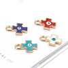 Picture of Zinc Based Alloy Religious Charms Cross Gold Plated Evil Eye Enamel 16mm x 11mm, 10 PCs
