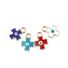 Picture of Zinc Based Alloy Religious Charms Cross Gold Plated Evil Eye Enamel 16mm x 11mm, 10 PCs