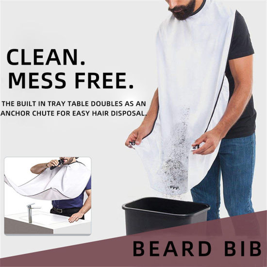 Picture of Male Beard Shaving Apron Care Clean Hair Adult Bibs With Suction Cup