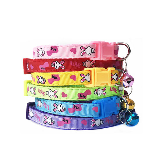 Picture of Polyester Cartoon Rabbit Adjustable Dog Collars With Bell Pet Supplies Accessories