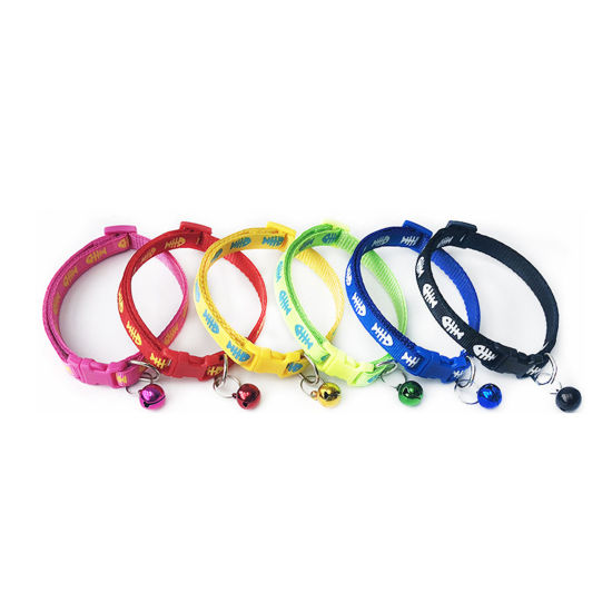 Image de Colliers Réglables De Chien De Polyester De Fishbone Avec Des Accessoires De Fournitures Pour Animaux De Compagnie De Bell, 1 Pièce