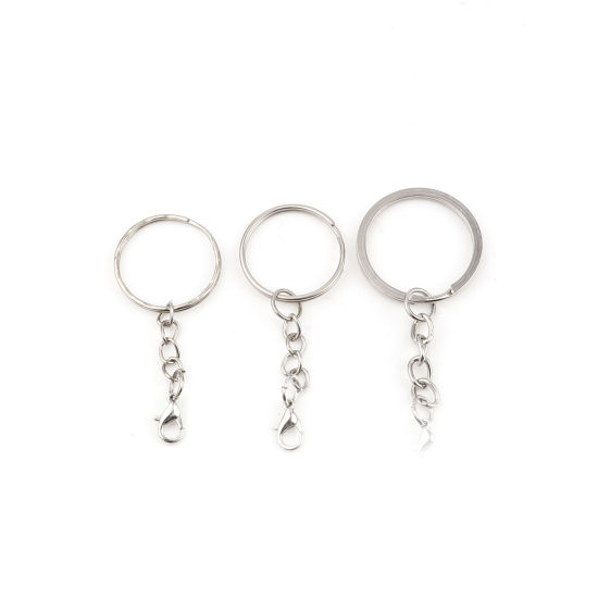 Picture of Iron Based Alloy Keychain & Keyring Silver Tone Circle Ring 20 PCs