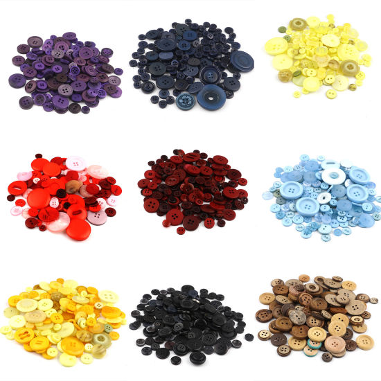 Picture of Resin Sewing Buttons Scrapbooking Mixed Round At Random Color 3cm - 0.9cm Dia, 1 Packet (Approx 660 PCs/Packet)