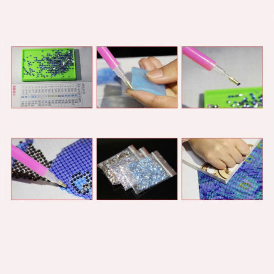 Image de Tissu & PVC Broderie DIY Kit Peinture Strass Diamant Multicolore Fleurs Paquet de matériel 1 Kit