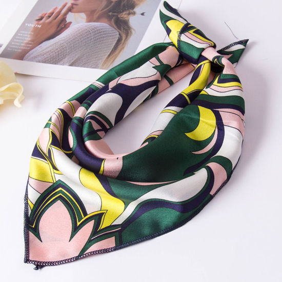 Image de Carré De Foulard Multifonctionnel Pour Femmes En Imitation De Soie