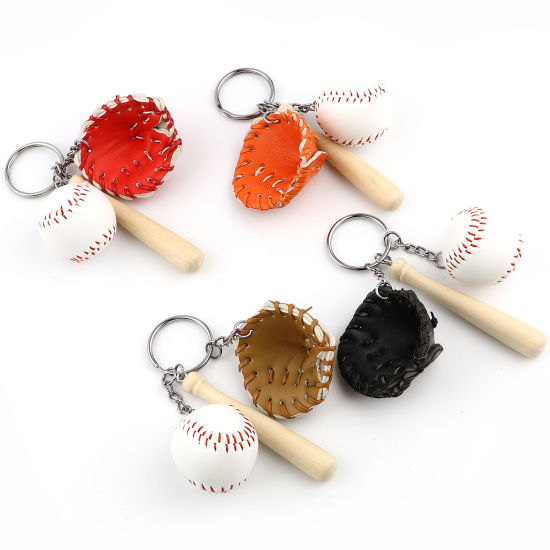 Bild von PU & Holz Schlüsselkette & Schlüsselring Baseballschläger Handschuh 11cm, 1 Stück