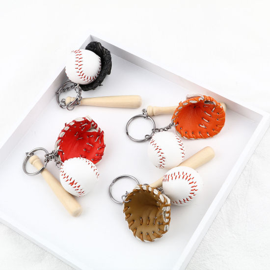 Bild von PU & Holz Schlüsselkette & Schlüsselring Baseballschläger Handschuh 11cm, 1 Stück