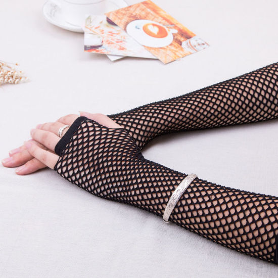 Picture of Punk Sexy Mesh Half Finger Gloves Long Sleeves