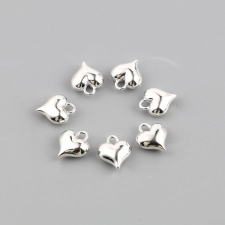 Zinc Based Alloy Charms Heart 13mm x 11mm, 10 PCs