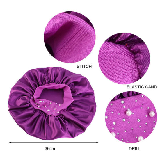 Image de Satin Strass Élastique Bonnet De Sommeil De Nuit Soins Des Cheveux Bonnet De Beauté