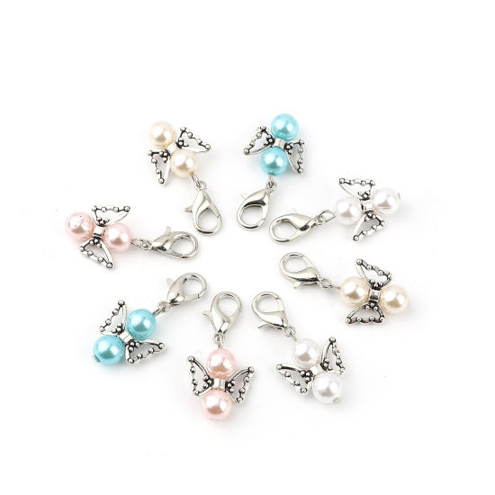 Picture of Zinc Based Alloy Insect Knitting Stitch Markers Butterfly Animal Antique Silver Color 38mm x 18mm, 5 PCs