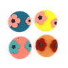 Picture of Polymer Clay Pendants Round Disc Yellow Flower 4cm Dia., 3 PCs