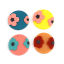 Picture of Polymer Clay Pendants Round Disc Yellow Flower 4cm Dia., 3 PCs