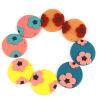 Picture of Polymer Clay Pendants Round Disc Yellow Flower 4cm Dia., 3 PCs
