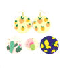 Picture of Polymer Clay Pendants Round Disc Peach Pink Cactus 4.8cm Dia., 2 PCs