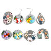 Picture of Polymer Clay Pendants Round Disc Multicolor Flower 2 PCs