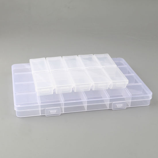 Picture of Plastic Storage Container Box Basket Rectangle White 12.7cm x 9.8cm, 2 PCs