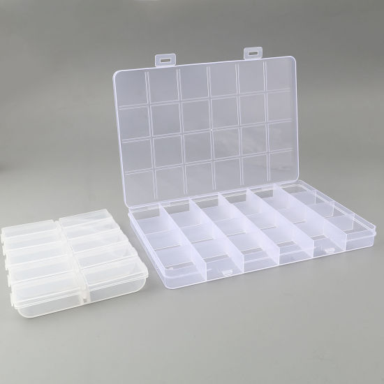Picture of Plastic Storage Container Box Basket Rectangle White 12.7cm x 9.8cm, 2 PCs