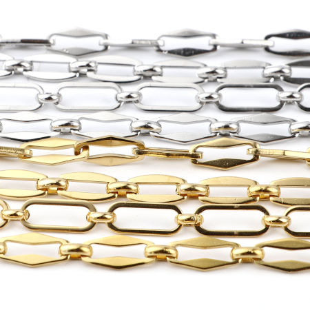 Picture of Wholesale Paperclip Link Chain Necklace, Stainless Steel, Unisex Minimalist Gift Jewelry For Retailer, 50.8cm(20") long, 1 Piece