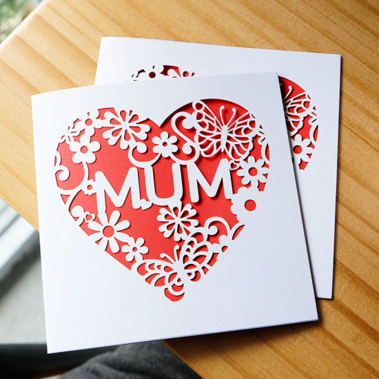 Picture of Iridescent Paper Hollow Love Heart Mother's Day Greeting Card