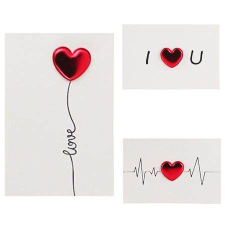 Paperboard PU Leather 3D Heart Greeting Card