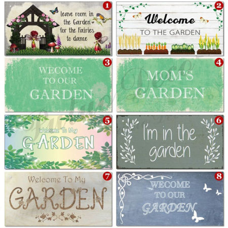 Garden Door Sign Natural Wood Wall Hanging Decoration