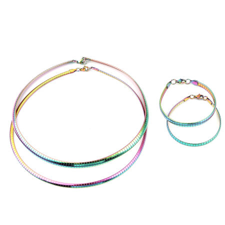 Image de Bracelets En Gros en Acier Inoxydable, Plaqué de Couleur Arc-en-ciel Placage sous Vide, aux Femmes Minimaliste Cadeau Fournitures de Bijoux 19cm long, 1 Pièce