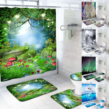Digital Printed Polyester Waterproof Mildewproof Shower Curtain