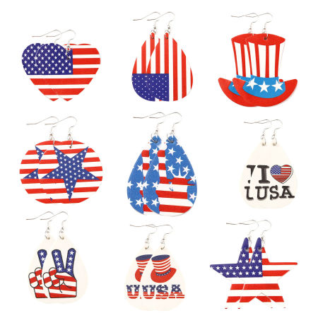 Imagen de Colgantes Deporte PU de Gota y Bandera de los Estados Unidos 57mm x 38mm, 5 Unidades