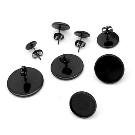 Immagine di Acciaio Inossidabile Orecchini a Perno Basi per Cabochon 10 Pz