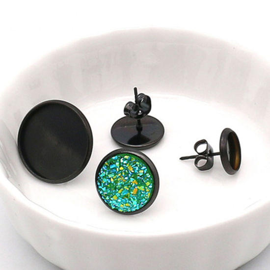 Immagine di Acciaio Inossidabile Orecchini a Perno Basi per Cabochon 10 Pz