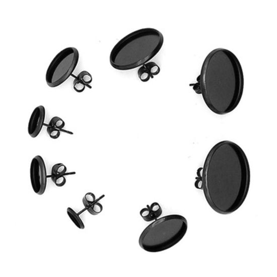 Immagine di Acciaio Inossidabile Orecchini a Perno Basi per Cabochon 10 Pz