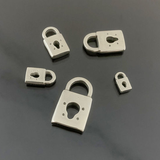 Picture of Stainless Steel Charms Lock 10mm x 6mm, 3 PCs