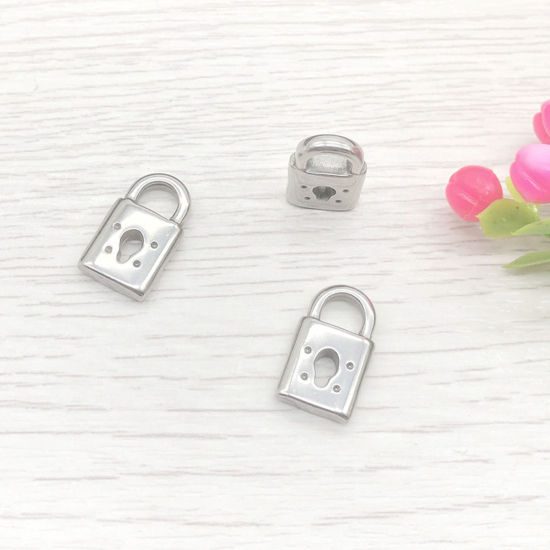 Picture of Stainless Steel Charms Lock 10mm x 6mm, 3 PCs