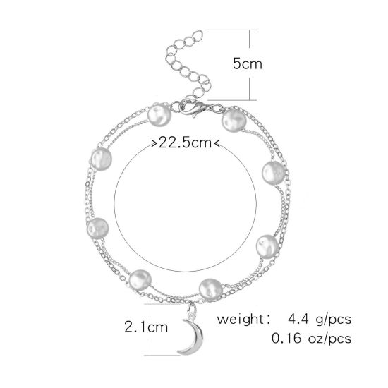Изображение Ножные Браслеты Белый Луна половина Имитация жемчуга 22см длина, 1 ШТ