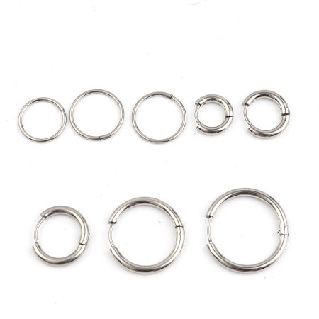 Picture of 304 Stainless Steel Hoop Earrings Round Silver Tone