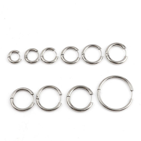 Picture of 304 Stainless Steel Hoop Earrings Round Silver Tone