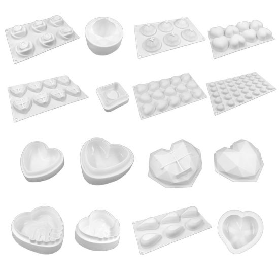 Picture of Diamond Heart Baking Cake Pudding Chocolate Silicone Mold Food Grade