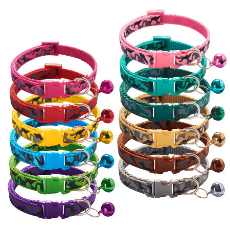 Polyester Camouflage Adjustable with Bell Dog Collar Pet Supplies