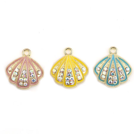 Immagine di Lega di Zinco Charms pettini Oro Placcato Multicolore Strass 5 Pz