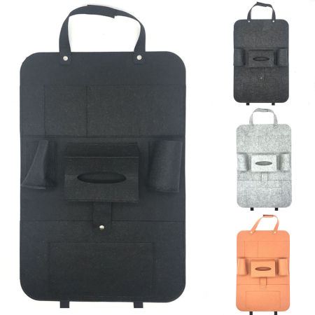 Car Seat Backrest Chair Snap Button Felt Storage Hanging Bag Multifunctional Car Accessories