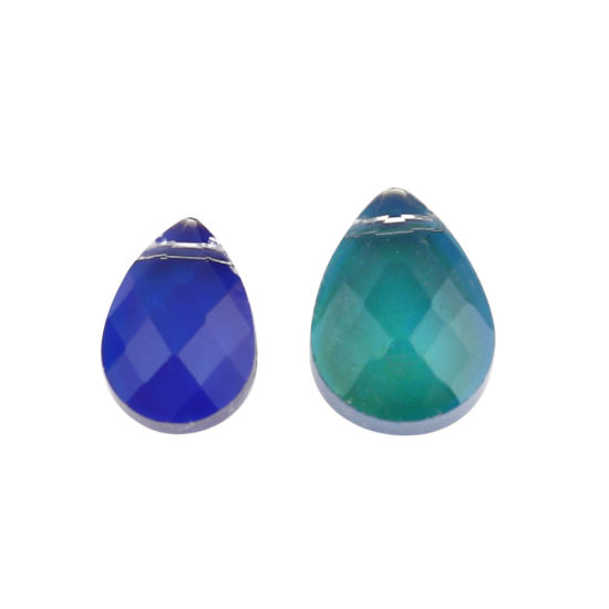 Image de Breloques Détection de Température de Changement de Couleur en Verre Goutte d'Eau Multicolore A Facettes 2 Pcs