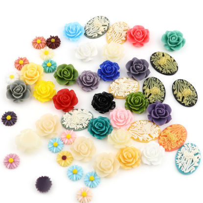16pcs 28mm  Mixed color resin flower