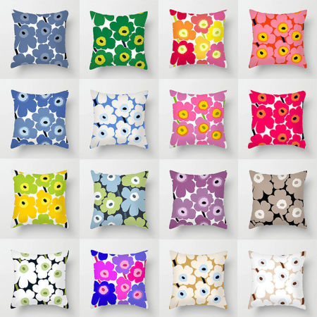 Immagine di Peach Skin Fabric Double Sided Printed Poppies Flower Pillowcase Home Textile