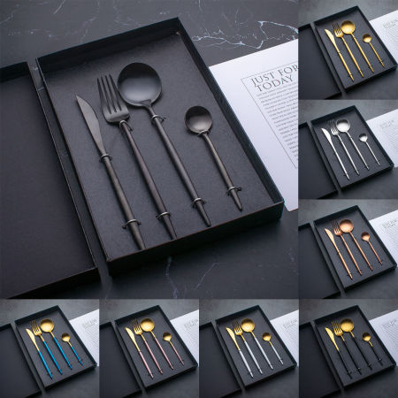 304 Stainless Steel Frosted Flatware Cutlery Tableware Gift Box 4PCs Set